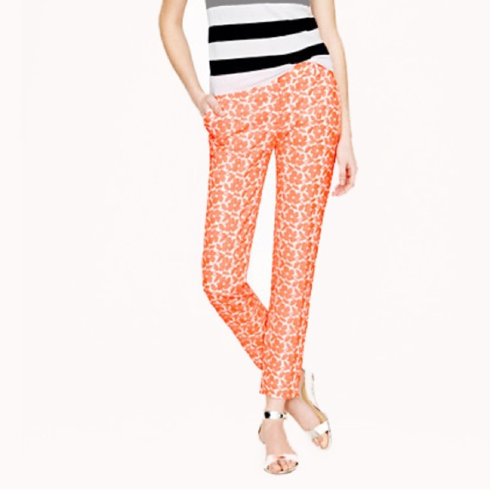 J.Crew Neon Embroidered Flower Pants